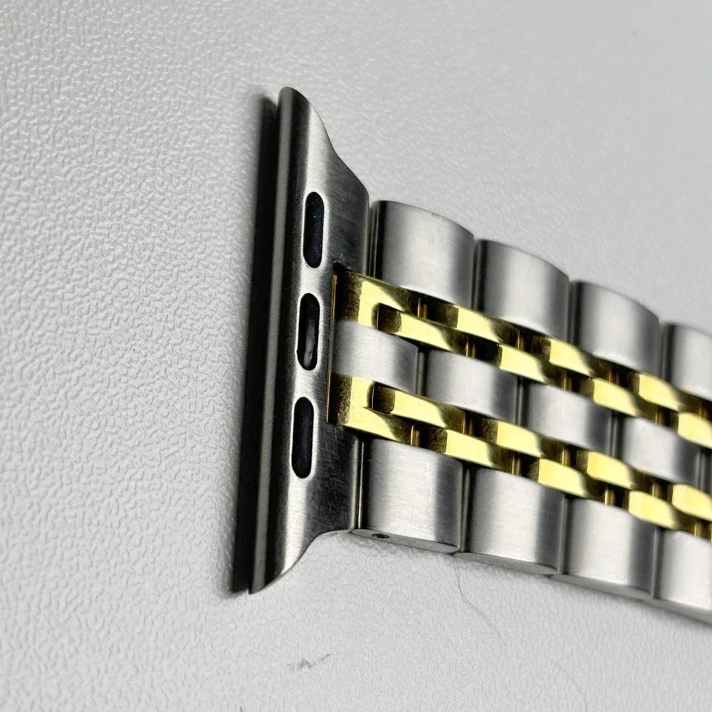 Two Tone Silver‎ Gold Stainless Steel Jubilee Link Band for Apple Watch